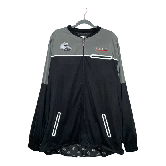U Haul 3XL Mens Gray Black Truck Print Pockets Employee Uniform Full Zip Jacket - Picture 1 of 10